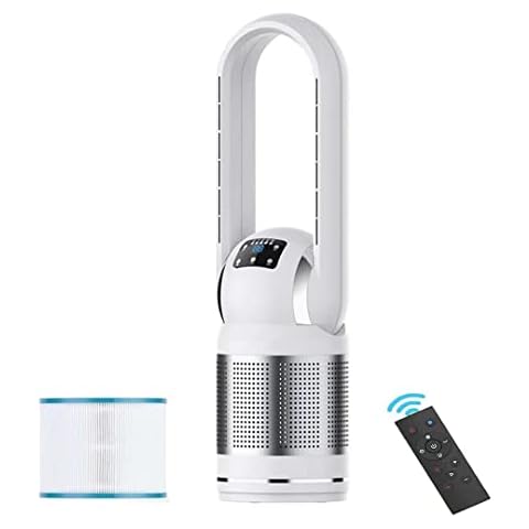 SABYDICAR 2000W heater fan,portable bladeless tower fan with remote,air purification fan with HEPA filter,Oscillating column fan with stepless speed,8h timer,LED display Cover