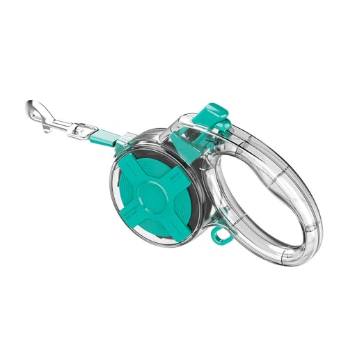 Retractable Dog Lead 4M / 13ft – Reflective Nylon Tape, One-Hand Brake & Lock, Transparent ABS Handle, Strong Alloy Clip – For Small & Medium Dogs up to 20kg (CYAN)
