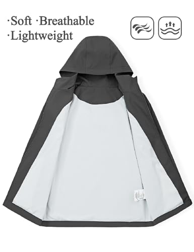 Image of Kids Rain Jacket Lightweight Waterproof Rain Coats Outerwear with Hood for Boys Girls Size 5-15