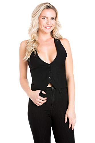 ColorSwatch Juniors Racerback Satin Back Waistcoat Black Vest (Medium, Black)4