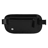 Money Belt for Travel Hidden Men Women, Ultra-Thin Money Pouch with RFID Blocking, Waterproof Waist Bag, Fanny Pack with Adjustable Strap, Bumbag for Passport, Cash, Documents, Phone (Black)