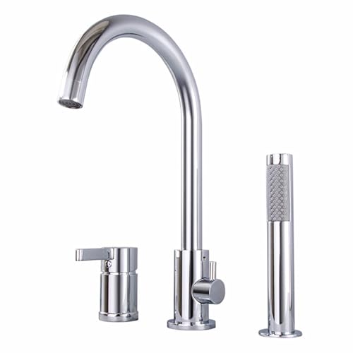 Mitigeur de douche 3 trous pour baignoire colonne pivotante à 360 chromée LWX