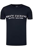 Armani Exchange Men's Short Sleeve Milan New York Logo Crew Neck Tee, Navy, X-Large
