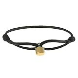 Made by Nami Pulsera de tela para mujer, color negro, con colgante de candado,...