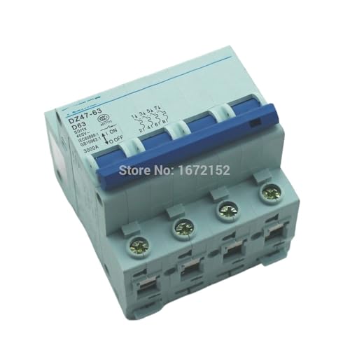 Disyuntor 4P 63A 240V/415V Tipo C magnetotérmico industrial de 4 polos DIN
