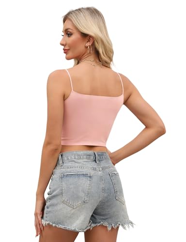 Image of Buauty 2 & 4 Packs Crop Tank Top for Women, Basic Solid Cropped Double Layer Spaghetti Strap Short Sleeveless Camisole