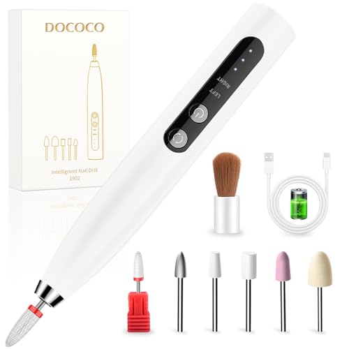DOCOCO Draadloze nagelfrees, elektrische nagelvijl, frees voor gelnagels, 20.000 omw/min, manicure en pedicureset, USB-C oplaadbaar, professionele nagelboor voor gel en acrylnagels