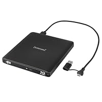 Intenso externes Blu-ray Laufwerk/externer Brenner EOD 500BD Slim, USB 3.2, für Laptop, Desktop PC, iMac, MacBook, Windows, MacOS, inkl. kostenloser Brenn-Software Ashampoo Burning Studio, Schwarz