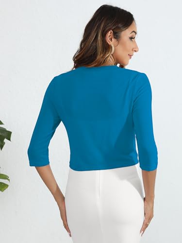 Image of Heymoments Women's Thin Shrugs 3 /4 Sleeve Lightweight Cropped Sweaters Open Front Cardigan for Dress