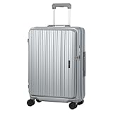 [レジェンドウォーカー] LW スーツケース キャリーケース フロントオープン 片開きファスナータイプ 拡張機能付き USBポート カップホルダー (Mサイズ / 59～68L / シルバー) 超軽量 消音ダブルキャスター TSAロック[5524-60-SL]