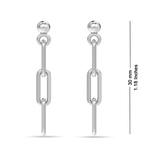 LeCalla 925 Sterling Silver Italian Link Drop Dangle Earrings for Women Long Link Paperclip Link-Chain Liner Dangle Earrings for Women4
