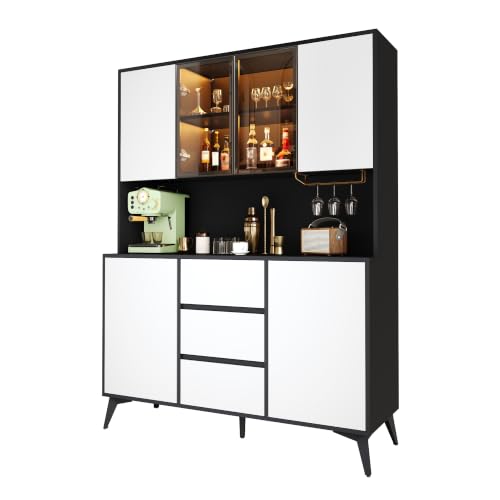 Vitrina de cristal con 3 cajones SACOOL acabados de lujo y soporte dorado de vasos 6
