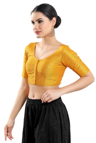 Image of Vamas Women's Silk Padded Self Design Half Sleeve Readymade Saree Blouse (X-766.N)