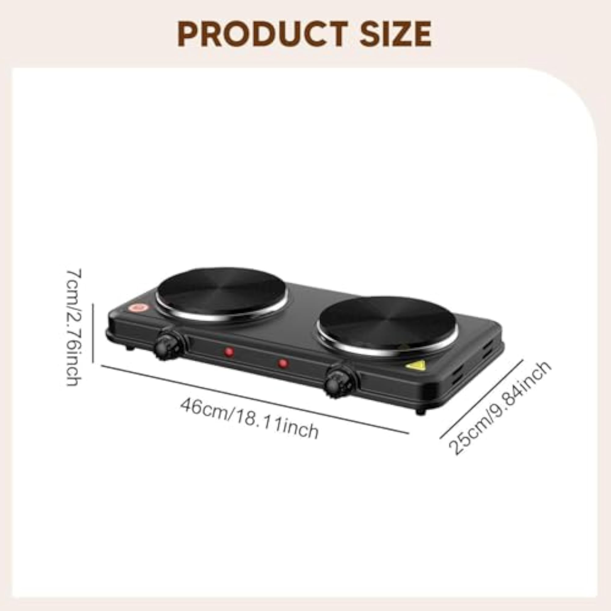 Countertop Double Burner Electric Hot Plate, Space Saving Design