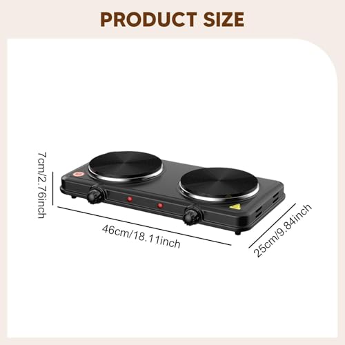 Image of Countertop Double Burner Electric Hot Plate for Steaming Boiling Stir Frying