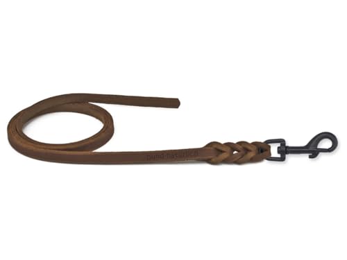 Fettlederleine für Hunde 1m / 1,35m / 2,20m / 3m Bolzenkarabiner schwarz matt, ohne Handschlaufe braun 2,20m x 10mm