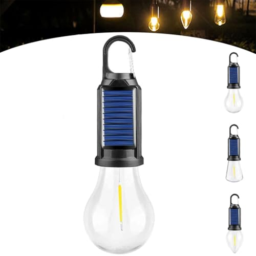 Linterna de camping recargable solar con gancho, nuevas luces de tienda solar 2025 USB recargables LED para camping, bombilla de luz de emergencia portátil impermeable para camping, emergencias (Tipo