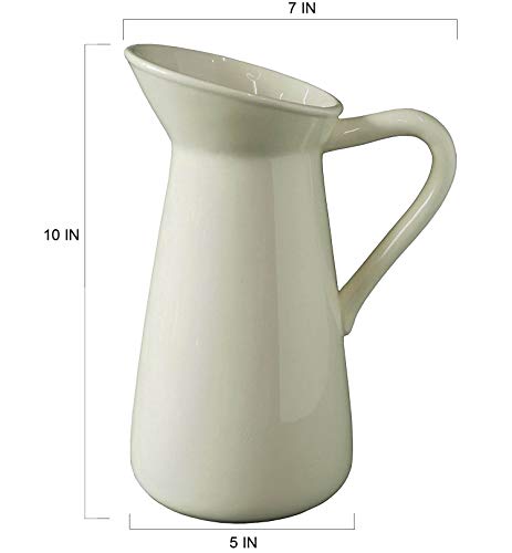 Hosley Cream Ceramic Pitcher Vase Is 10 Inches High And Is Perfect For Flowers Or Decorative Use And Is Ideal For Dried Floral Arrangements Gifts For Home Weddings Spa And Aromatherapy Settings O3 #TOP6