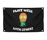 3x5 Pineapple Garden Polyester Flag with 4 Brass Grommets - Pineapple Street and Inspirational Wall Decor - Matches well with Other Pineapples Flags - Funny Indoor Banner for Guys and Girls