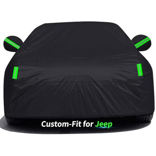 Image of Custom-Fit for Jeep Car Cover, 7 Layers Car Cover Waterproof All Weather for Automobiles, Outdoor Full Cover Rain Sun UV Protection with Zipper (Black,for Jeep Chief)