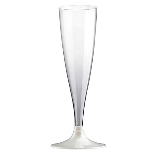  - 20 Flûtes Champagne Pied Blanc perlé