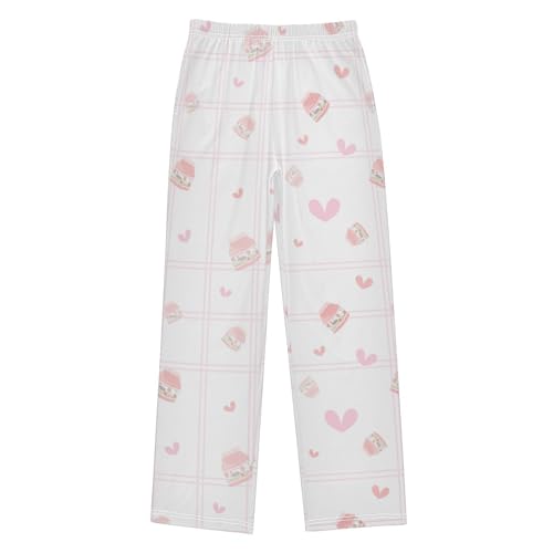 Strawberry Milk Boys Pants Boys Athletic Pants Long Pant for Boywith Pockets Wide-Leg Size 6-14Y