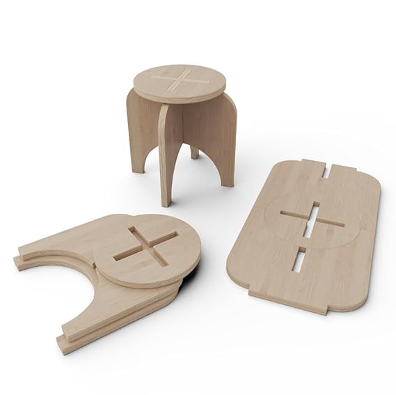 ANAIZA Wooden Foldable Stool for Home & Outdoor - Round, Compact, Portable & Durable - Ideal for Kitchen, Living Room, Camping & Balcony | Multipurpose Wooden Stool (Small)-image-48