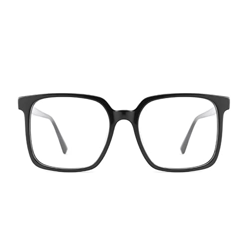 AOOLIA Reading Glasses Blue Light Blocking Women Men Oversized Rectangle Computer Readers Anti UV Ray Nerd Eyeglasses (Black, 1, multiplier_x)