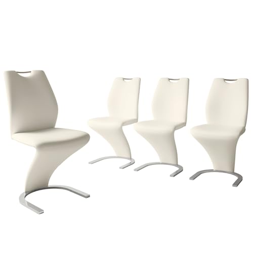 JIEXI Silla de Comedor Original de Sirena, para Adultos escandinavos, sillas de Escritorio de Ocio, Creativas de Piel, Barra de Arte (4 sillas Blancas)