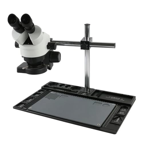 Microscope Stereo Microscope 3.5X - 90X Continuous Zoom Magnification + Big Aluminum Stand + 56 LED Ring Light + Lens(Grey)