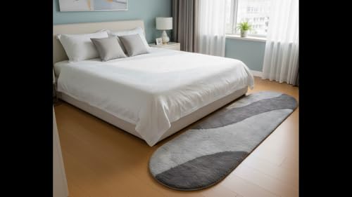 Image of Fluffy Silky Micro Fiber Polyster Carpet /Runner for Bedroom, Study Room, Playing Room, Guest Room ETC. 4x6 feet Feet, (Grey and Silver New Laher)