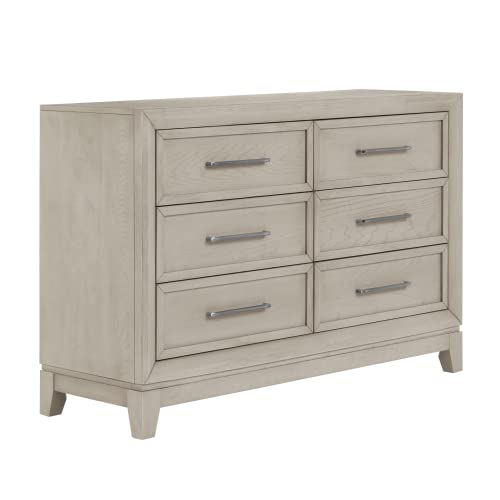 Evolur Lourdes Double Dresser in Porcini, Comes with Six Spacious Drawers, Made of Hardwood, Included Anti Tipping Kit, Dresser for Nursery, Bedroom, Wooden Nursery Furniture