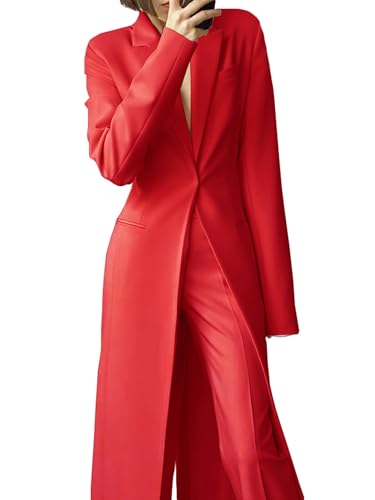 TIANMEI Womens Suit Slim Fit Tuxedo for Women Casual 2 Pieces Blazer Dress Set Long Ladies Formal Wedding Party Jacket Pants3