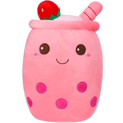 HXPLN Bubble Tea Kuscheltier 50cm, Kawaii Plüschtier, Kissen Süße Plüschtiere für Mädchen und Jungen, PlüSch Spielzeug für Kinder Erwachsene (Rosa)