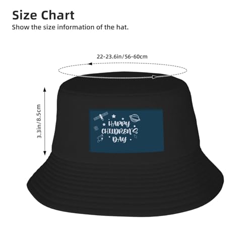 Summer Style Essential Happy Children's Day Double Layer Fold Able Fisherman Hat Sun Cap for Sun Protection and Fashion!Made in The USA Black4