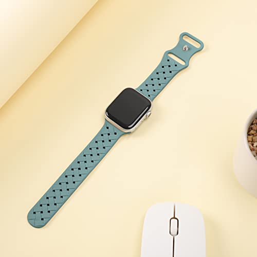 Image of Silicone Braided Weave Bands Compatible with Apple Watch 38mm 40mm 41mm 42mm 44mm 46mm 45mm 49mm, Replacement Sport Breathable Strap for iWatch Series 11 /10 /9 /8 /7 /6 /5 /4 /3 /2 /1 Ultra SE Women Men, Cactus