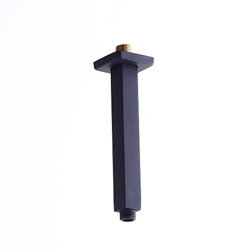 KunMai Solid Brass Ceiling Mounted/Wall Mounted Shower Arm with Flange in Matte Black (Ceiling Mounted)