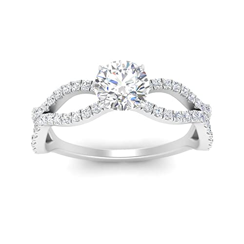 Image of 55Carat Choose Your Gemstone Pave Split Wave Diamond CZ Ring Sterling Silver Round Shape Split Shank Engagement Ring Everyday Jewelry Wedding Jewelry Handmade Gifts for Wife US Size 4 to 12