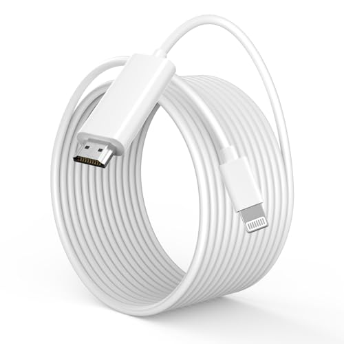 [Apple MFi Certified] Lightning to HDMI Adapter for iPhone to TV, 6.6FT HDMI Cable Compatible with iPhone iPad, 1080P Digital AV Adapter Sync Screen Connector to HDTV Monitor Projector, No Need Power