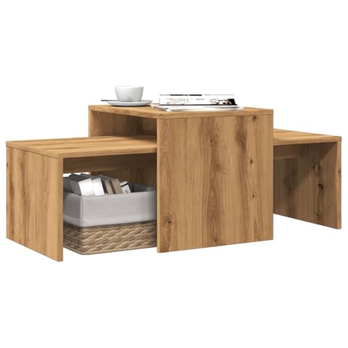 Artisan Oak Nested Coffee Table Set, Engineered Wood Medium Living