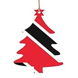 YUGTAEE Weihnachtsschmuck aus Holz, Weihnachtsbaumform, 6 Stück, Flagge von Trinidad & Tobago, bedruckt zum Aufhängen