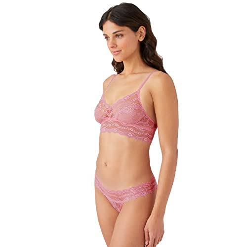 Image of b.tempt'd by Wacoal Women's Lace Kiss Sheer Unlined Wire Free Bralette, 910182, Sea Pink, X-Large