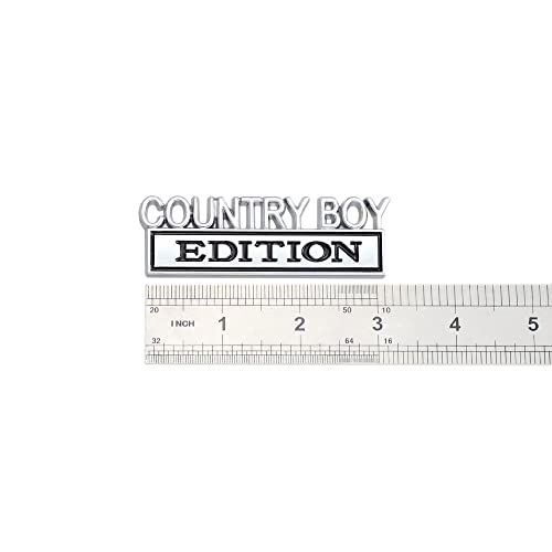 Image of 2 Pcs Country Boy Edition Emblem 3D Metal Badge Decal Sticker Fit for Universal Car Truck SUV Side Rear Front Hood Trunk Door (Silve Black)