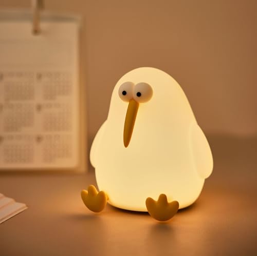 HAPPYBAG Cute Silicone Kiwibird Night Light LED Squishy Nursery Toddler Rechargeable Night Light,Cute Stuff Gift for Baby,Kids,Toddlers lamp,Kawaii Room Décor