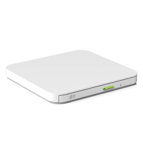 Hitachi LG External CD/DVD Drive | Portable Player Burner for Laptop, PC, Smartphone | USB Type-C | Multi OS (Window, Mac OS15, Android, Fire) (White)