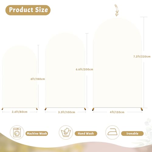 Cream White Arch Cover 7.2FT Spandex Fitted Wedding Arch Stand Covers Round Top Chiara Arch Covers Stretchy Backdrop Cover for Birthday Party Ceremony Banquet Decoration by PARTISKY - Used condition - Image 9