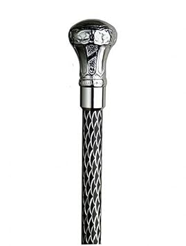 Rapper Cane for Rap Fashion Pimp Walking Cane. Unique Cane Style and Flashy Chrome Bulb Handle on a Black Aluminum Shaft with Glitter Etching