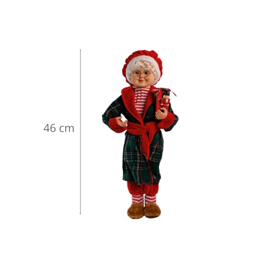 Mamãe Noel Noela Roupão Xadrez 46cm Pijama Listrado Pantufas Touca Decoracao Natal Enfeite