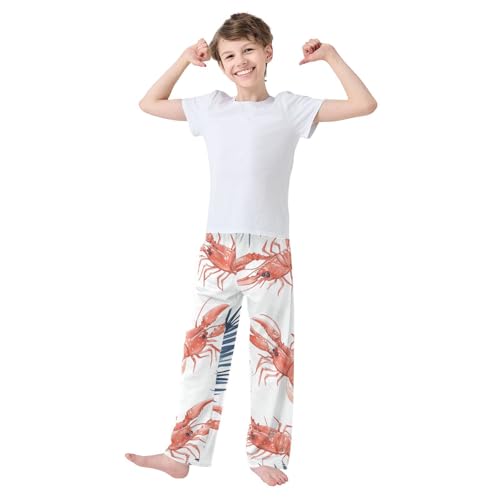 ZZXXB Lobster with Seaweed Boys Long Pants Soft Trousers Elastic Waist Kids Lounge Bottoms with Pockets S-XL3