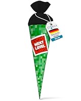 itenga Geschwisterschultüte 35cm Motiv Pixel Geschenkverpackung kleine Schultüte für Schüler Studenten zum Schulstart Ausbildungsstart Studium (Motiv Pixel - Next Level)